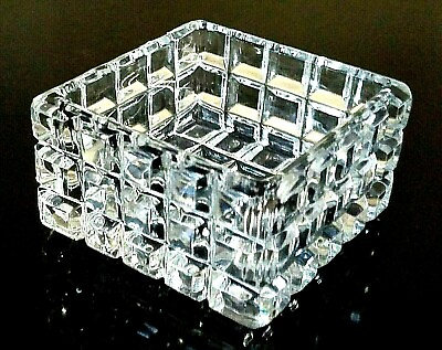 #ad Vintage Clear Heavy square Glass Dish Nut amp; Candy SEAMLESS NICE $15.75