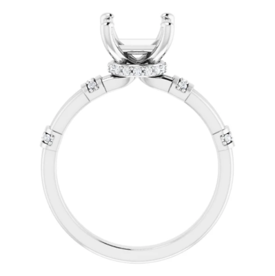 #ad Round Custom 7mm Natural Diamond Women Ring Banboo Semi Mount 14K White Gold $470.00