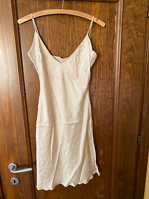 #ad Unbranded beige silk Nightdress sleepwear nightgown size M $45.00