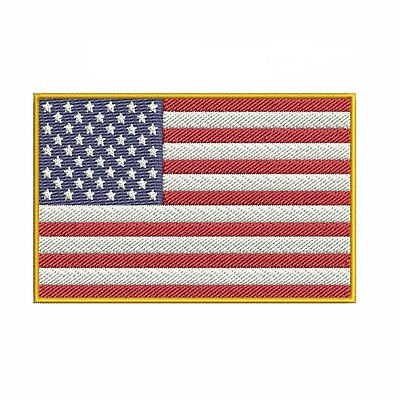 #ad AMERICAN FLAG PATCH embroidered iron on GOLD BORDER USA US United States QUALITY $3.99