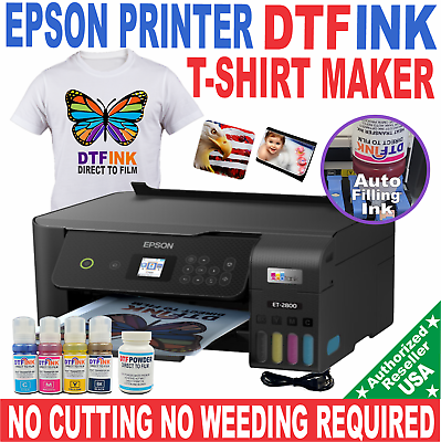 #ad EPSON PRINTER WITH DTF DIRECT INK HEAT TRANSFER T SHIRT PRINT NO CUT START KIT. $612.00