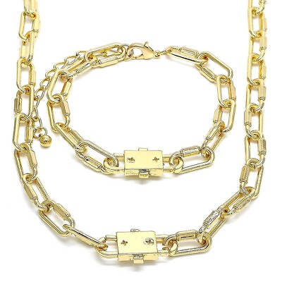 #ad Beautiful Locket Set Design 18k Gold Over Silver Necklace And Bracelet $49.99