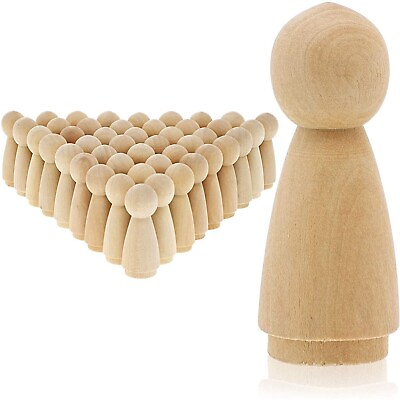#ad 50 Pack Unfinished Wood Peg Dolls for DIY Crafts 2 In Height 0.79 In Diameter $15.49