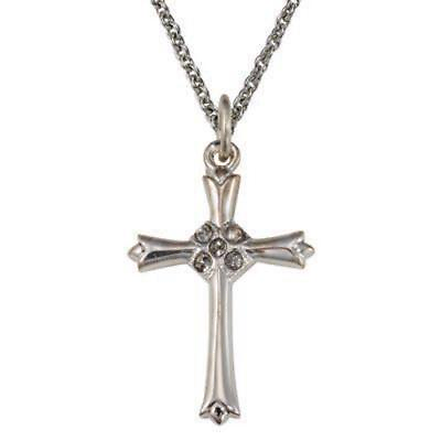 #ad Cross Sterling Silver with Rhinestone Features 18in Long Chain Comes Gift Boxed $79.99
