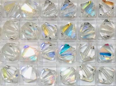 #ad Vintage Swarovski® Crystal Bicone Beads #364 10mm Crystal AB 72 Pieces $48.00