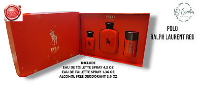 #ad Ralph Lauren Polo Red 3PCS Eau De Toilette Set For Men GIFT SET $85.60