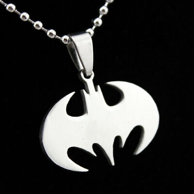 #ad Stainless Steel Silver Superhero Batman Pendant Necklace Chain for Men Women $6.59