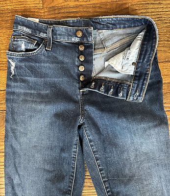 #ad #ad Joes Jeans Button Fly The Niki Mid Rise Boyfriend Dark Wash Distressed Denim 28 $27.97
