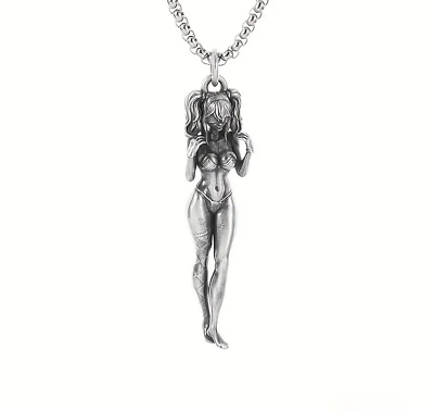 #ad Shy Girl Jewelry Vintage Silver Sexy Goddess Standing Pendant Necklace $12.38