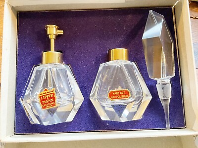 #ad Vintage Cut Glass Perfume Bottle amp; Atomizer Lipper amp; Mann Creations Japan in Box $59.00