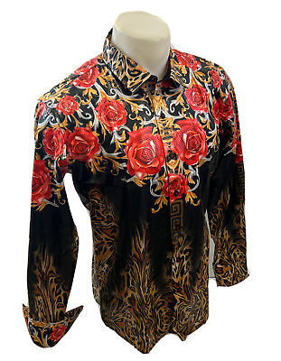 #ad Button Down SHIRTS MEN BAROQUE LONG SLEEVE PARTY LEOPARD FLORAL SNAKESKIN VS129 $17.99