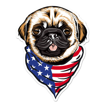#ad American Flag Pug Dog Vinyl Decal Sticker ebn7813 $3.45