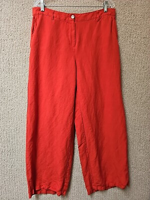 #ad J. Jill Pants Womens Size 15 Red Orange Linen Blend Wide Leg Pockets $22.95