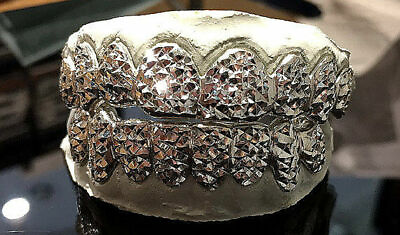 #ad Solid 10K 14K White Gold Diamond Princess Cut Custom Fit Handmade Grill Grillz $1872.00