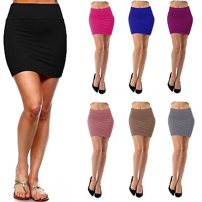 #ad Women#x27;s Pencil Mini Skirt Stretch Mid Waist Basic Bodycon Rayon Casual S XL $15.98