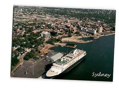 #ad Sydney Cape Breton Aerial View Postcard Cruise Ship Dock Vintage Postcard $4.50