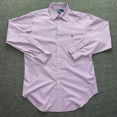 #ad Polo Ralph Lauren Shirt Mens 15.5 32 33 Light Lavender Andrew Long Sleeve Button $18.99