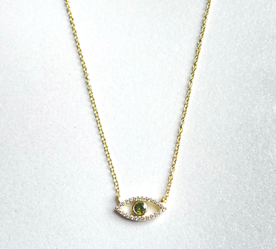 #ad Green Peridot amp; Diamond Evil Eye Necklace Pendant In 14K Gold Finish For Women $129.99