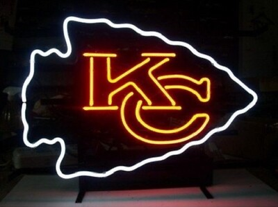 #ad KC Kansas City Chiefs Neon Light Sign 14quot;x10quot; Beer Cave Gift Real Glass $79.78