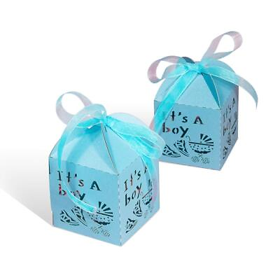 #ad 50pcs Laser Cut Baby Carriage Favor Box Bomboniere Gift Candy Boxes Baby Show... $20.62