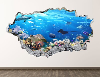 #ad Aquarium Wall Decal Art Decor 3D Smashed Deep Sea Sticker Poster Room BL1037 $39.95