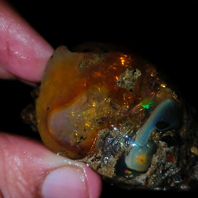 #ad Beautiful AAA Quality Black Ethiopian Opal Rough With Welo Fire 185 Ct Gemstone $221.00