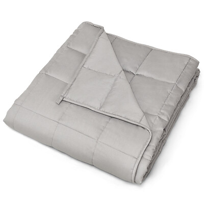 17 lbs Home Weighted Blankets Queen King Size Sleep Glass Beads Light Grey Gift $37.59
