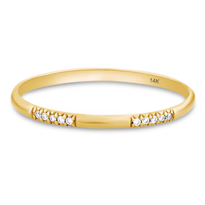 #ad 0.04 Ct 10 Diamond Stackable Ring For Womens in 14K Solid Yellow Gold $285.38