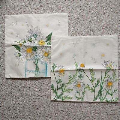 #ad Pillow Cases Cover Throw Accent Decor Zip Daisy Flower Garden Spring Retro 17x17 $11.99
