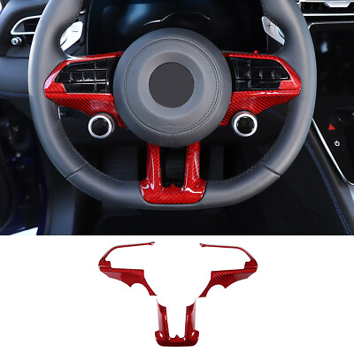 #ad Car Steering Wheel Button Frame Trim Red Carbon Kits For Maserati Grecale 22 23 $109.99
