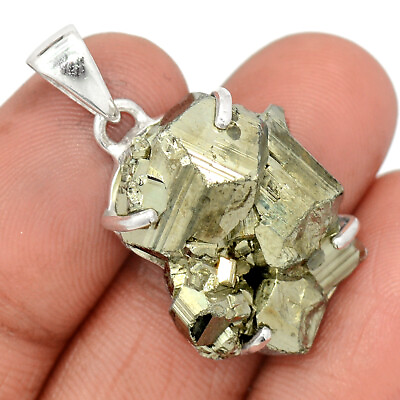 #ad Natural Peruvian Golden Pyrite 925 Sterling Silver Pendant Jewelry CP27217 $16.99