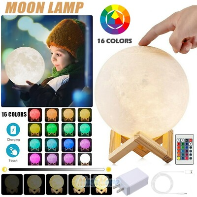 #ad Touch Moon Lamp Kids Night Light 3.2quot; 16 Colors LED 3D Moon Light Color Changing $13.99