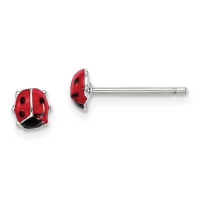 #ad Sterling Silver Rhodium plated Enameled Lady Bug Post Earrings 0.19quot; $32.40