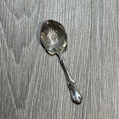 #ad International Silver CompanyServing Spoon 1994 Floral Embossed VTG Silver Plated $4.49
