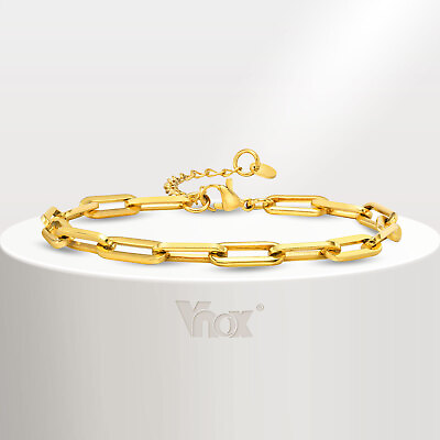 #ad Vnox Simple Paperclip Chain Bracelet for Men Women Stainless Steel Adjustable $17.99