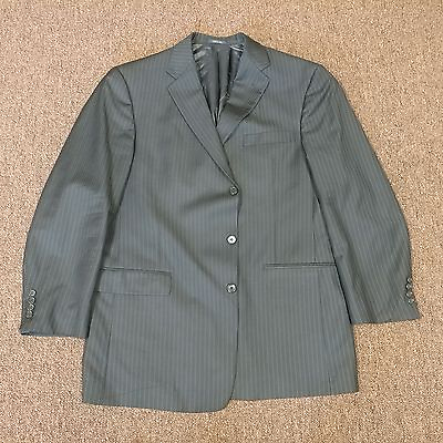 #ad Hart Schaffner Marx Gold Parisian 46L Pinstripe Suit Jacket Blazer Black USA $39.50