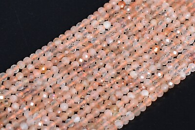 #ad 2MM Genuine Natural Sunstone Beads India Grade AA Faceted Round Loose Beads 15quot; $5.01