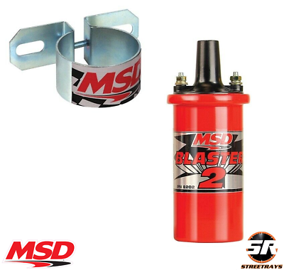 #ad MSD 8202 Ignition Coil Blaster 2 Canister Round Oil Filled amp; 8213 Chrome Bracket $94.99