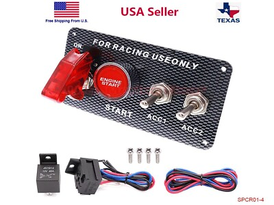 #ad Racing Car 12V Ignition Switch Engine Start Push Button Toggle Panel $21.95
