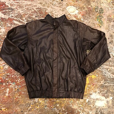 #ad 80s Vintage Leather Racer Jacket Size S M $40.00