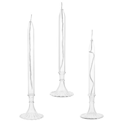 #ad 3 Pcs Romantic Candles Glass Unscented Pillar Oil Lamp Retro Decor $21.98