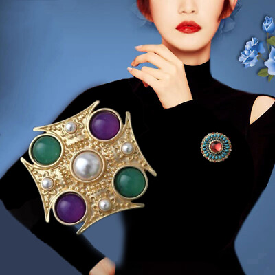 #ad Women Vintage Enamel Plant Animal Pearl Brooch Pins Badges Corsage Elegant Pin $6.29