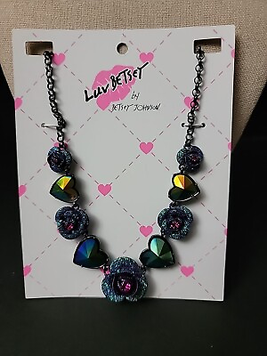#ad BETSEY JOHNSON Faceted Crystal Enamel Flowers amp; Hearts NEW Luv Betsey $39.99