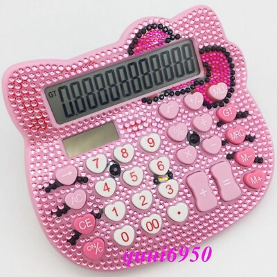 #ad Girl Ladies Gift Pink Hello Kitty Electronic Calculator 12 Digit Solar Power $9.24