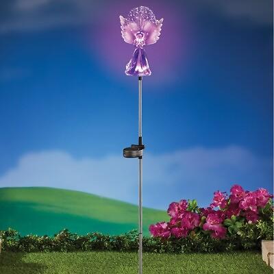 #ad Solar Fiber Optic Sparkling Pretty Purple Angel Garden Stake $19.99