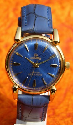 #ad Luxury Vintage Roamer FHF ST96 17Jewels Hand Wind Blue Dial Swiss Men Wristwatch $44.95