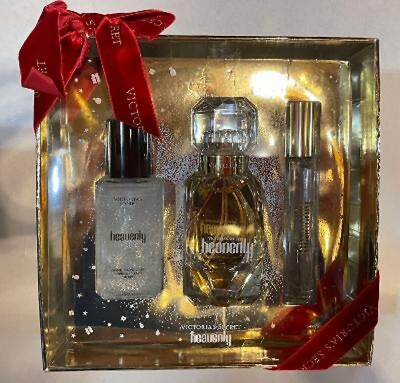 #ad #ad Victoria#x27;s Secret Heavenly 3 Piece Gift set Shimmer Mist Perfume 1.7 Oz $75.68