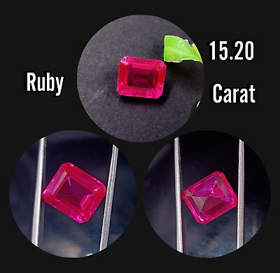 #ad 15.20 Ct Red Ruby Emerald Shape Untreated Unheated Certified 13mm Gemstone OMN $16.79