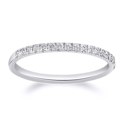 #ad Round Natural Diamond Classic Wedding Anniversary Band Ring 14k White Gold IGI $591.26