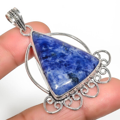 #ad Natural Sodalite Minas Gerais 925 Sterling Silver Plated Pendant 2.34quot; TP77855 $12.60
